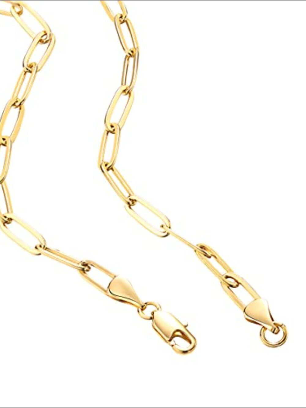 14K Yellow Gold Paperclip Chain Necklace Adjustable Layering Minimalist Dainty - Picture 4 of 5